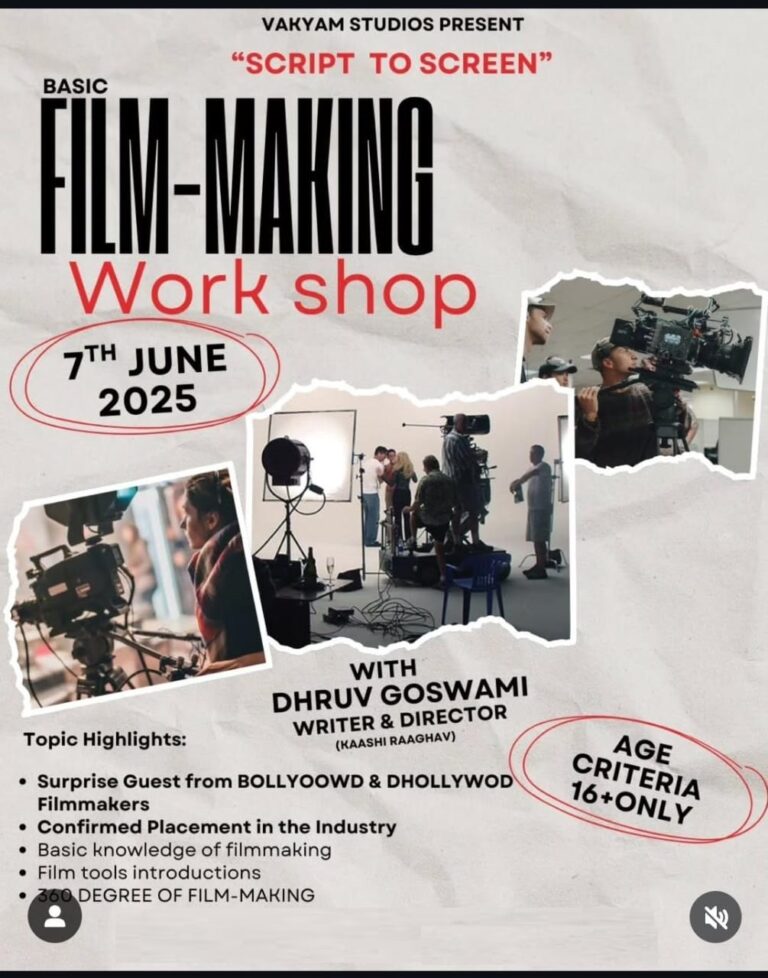 Vakyam Studios to Launch “Script to Screen” Filmmaking Workshop on June 7, 2025, Led by Director Dhruv Goswami
