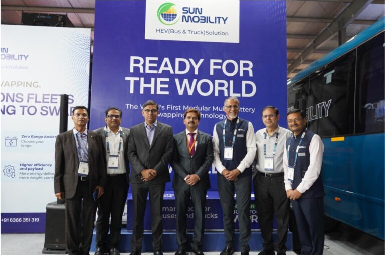 SUN Mobility HEV Business showcases the world’s first Modular Multi-Battery Swappable Solution with the Tata Starbus EV platform at Prawaas 5.0